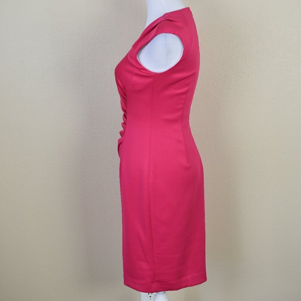 Calvin Klein Horseshoe Neck Ruched Scuba Sheath Dress Pink - 2 - Picture 4 of 8
